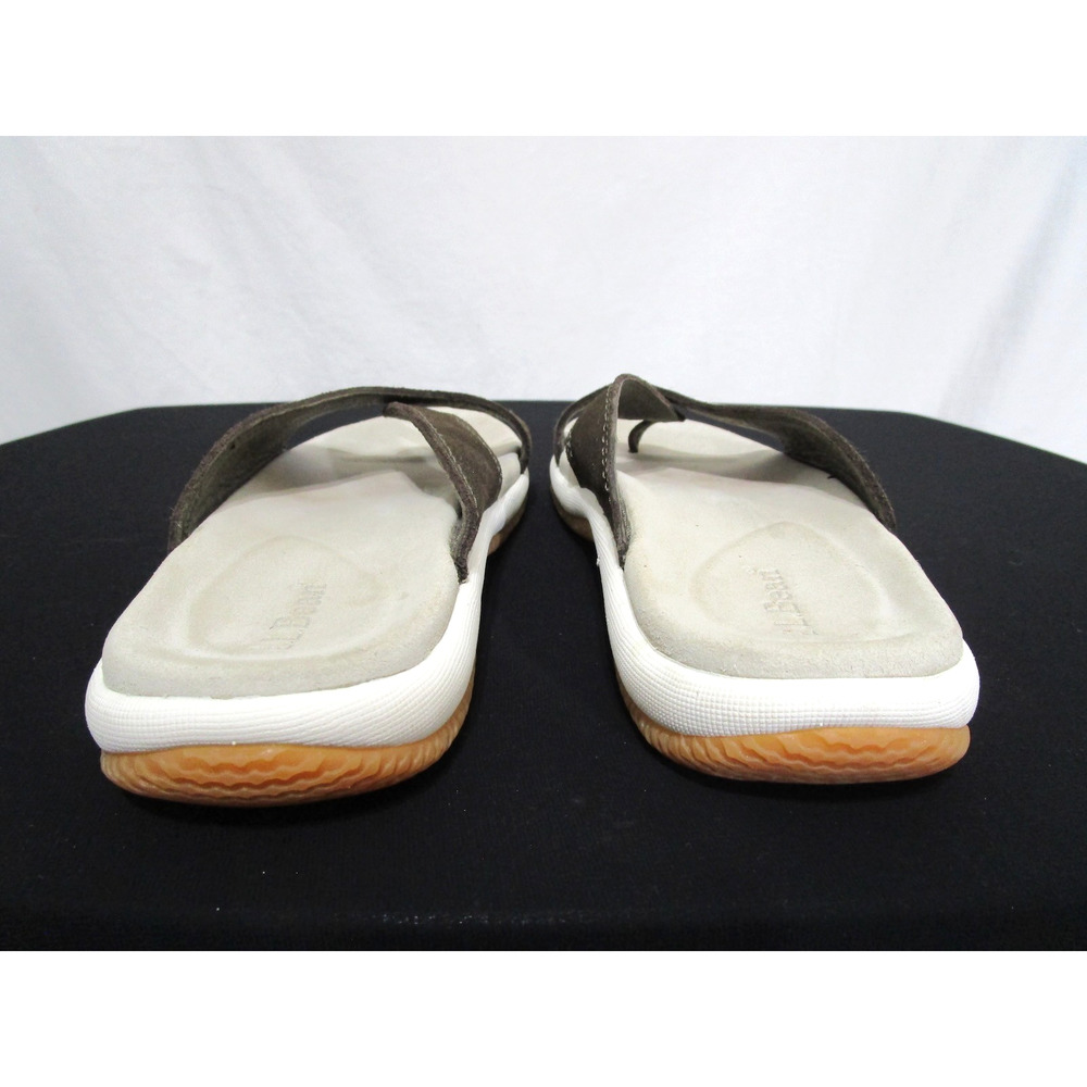 L.L. Bean Olive Green Suede Leather Toe Loop Slide Sandals Women Sz 8 - Picture 7 of 11
